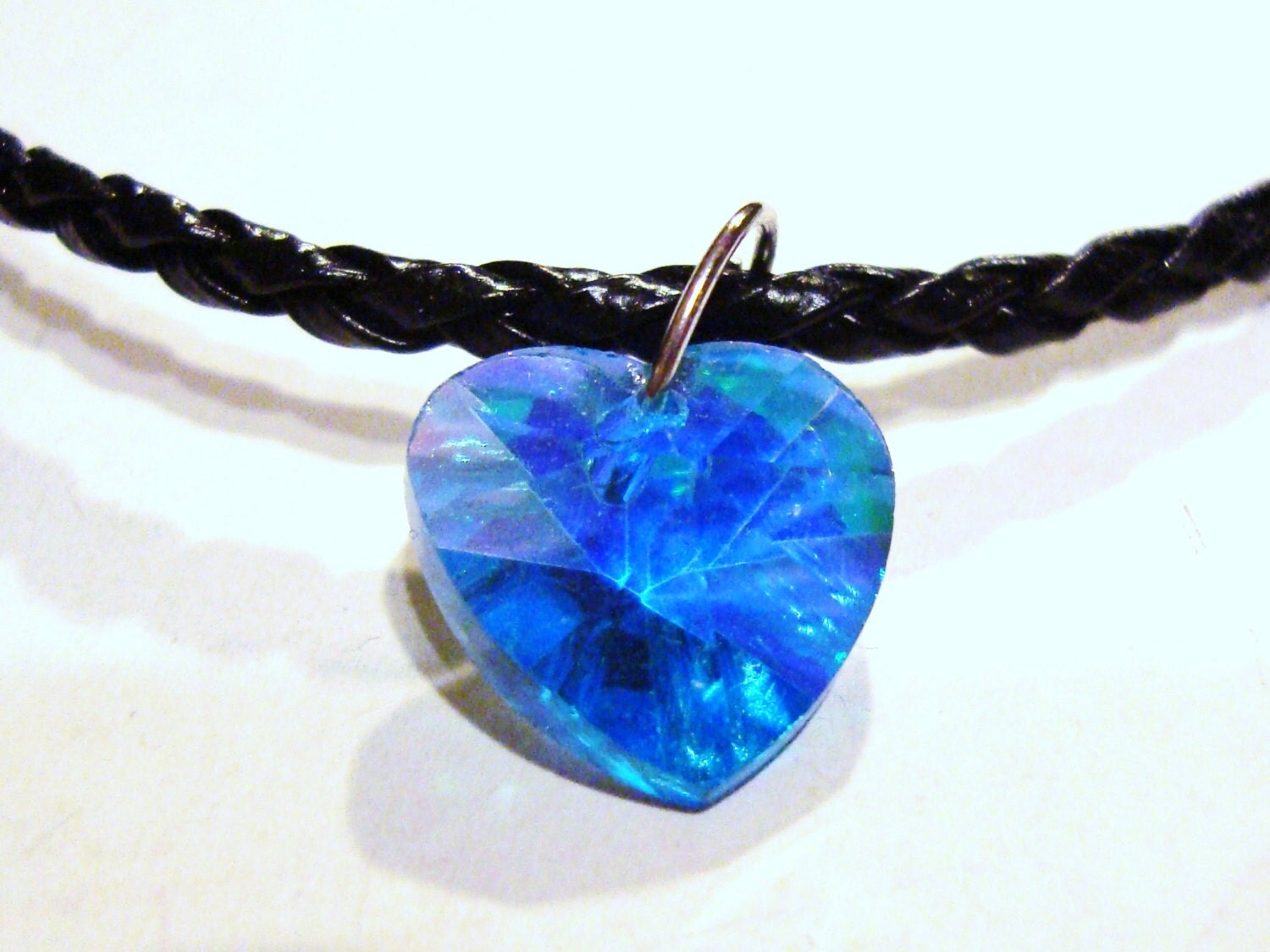 Blue australian crystal heart necklace by MadeByMartini on Etsy