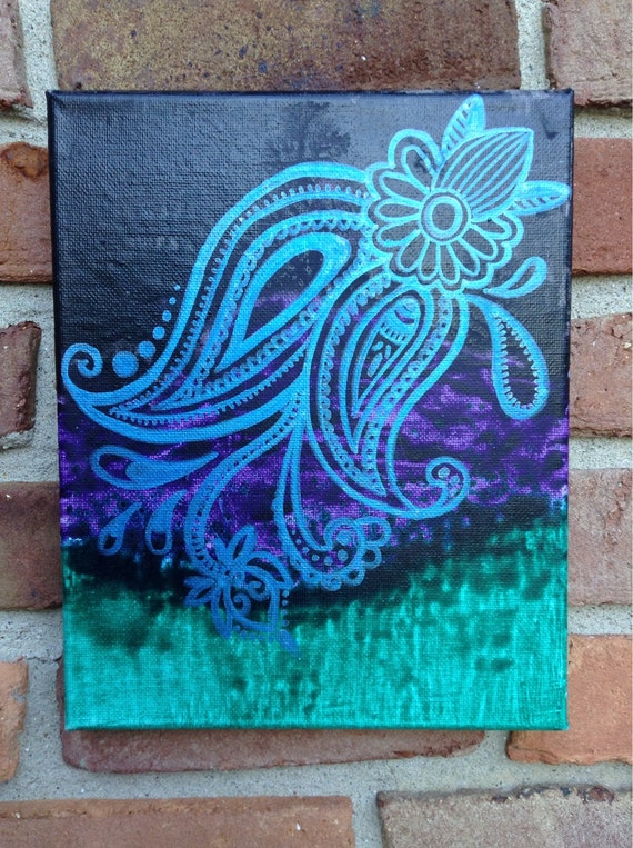  Henna Moon Flower  acrylic abstract painting