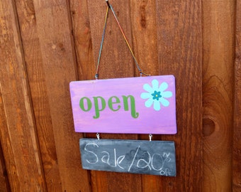 2 sided OPEN CLOSED sign for shop or business in lavender and clover ...