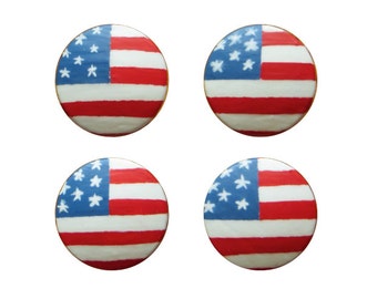 American Flag Knob, US Flag Drawer Knob, Hand painted American Flag Decor