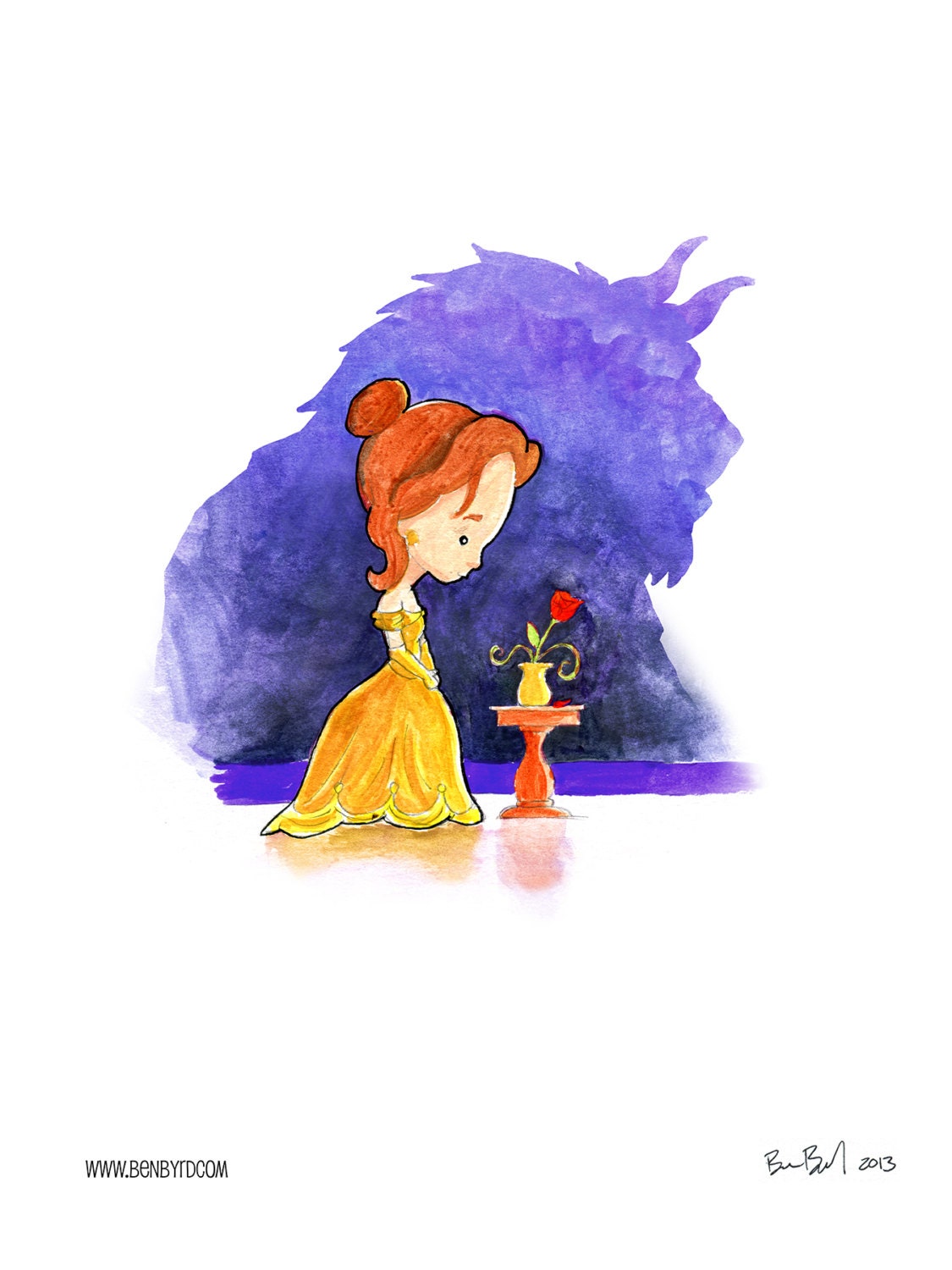 Beauty and the Beast Watercolor