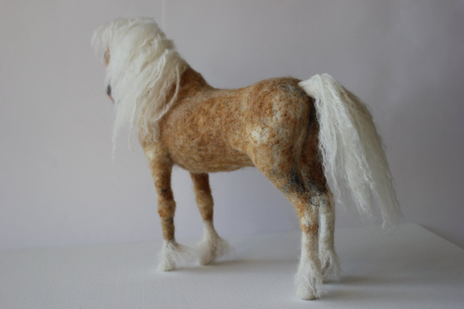 Needle felted horse. Handmade. Miniature soft sculpture