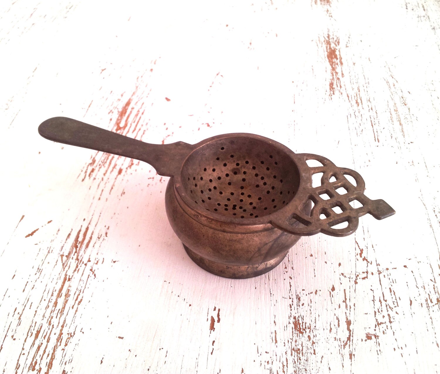 Antique Tea Strainer with Handles / Vintage Tea Strainer
