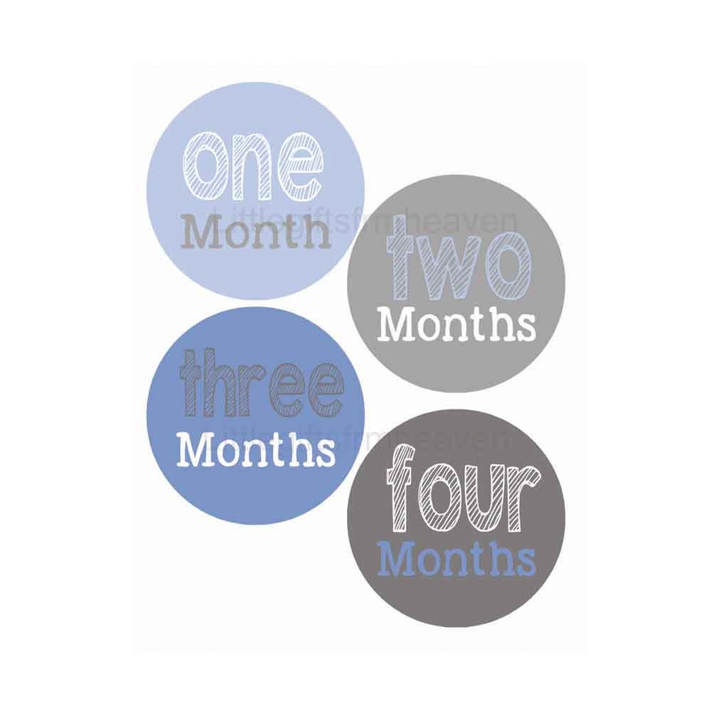 Baby Boy Month Stickers- blue gray iron on, blue grey baby, boy monthly stickers, newborn stickers, baby belly stickers, milestone stickers