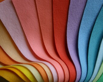 10 wool felt sheets, 100 percent wool, pastel, choose any colour, 100% wool felt, 20x30 wool felt sheets, 8" x 12" wool felt pastels