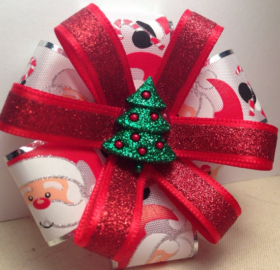 items similar to christmas tree santa glitter 3 quot hair bow items similar to christmas tree santa glitter 3 quot hair bow