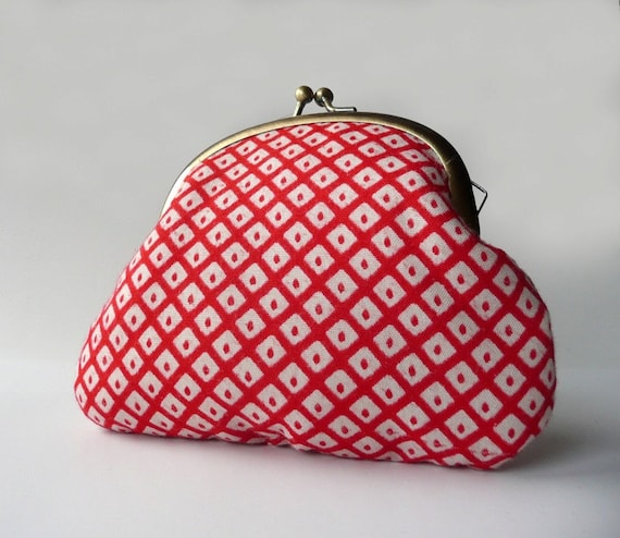 Items similar to Handmade coin purse made from vintage kimono fabric - mame-shibori (dot tie dye ...
