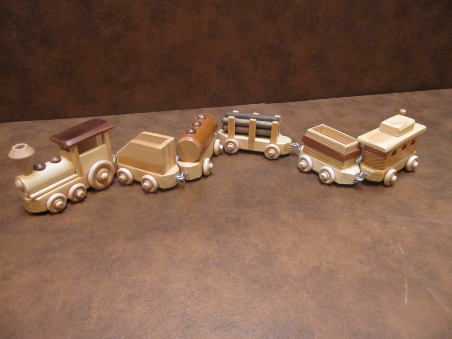Handmade 6Car Wooden Toy Train Set Small Train