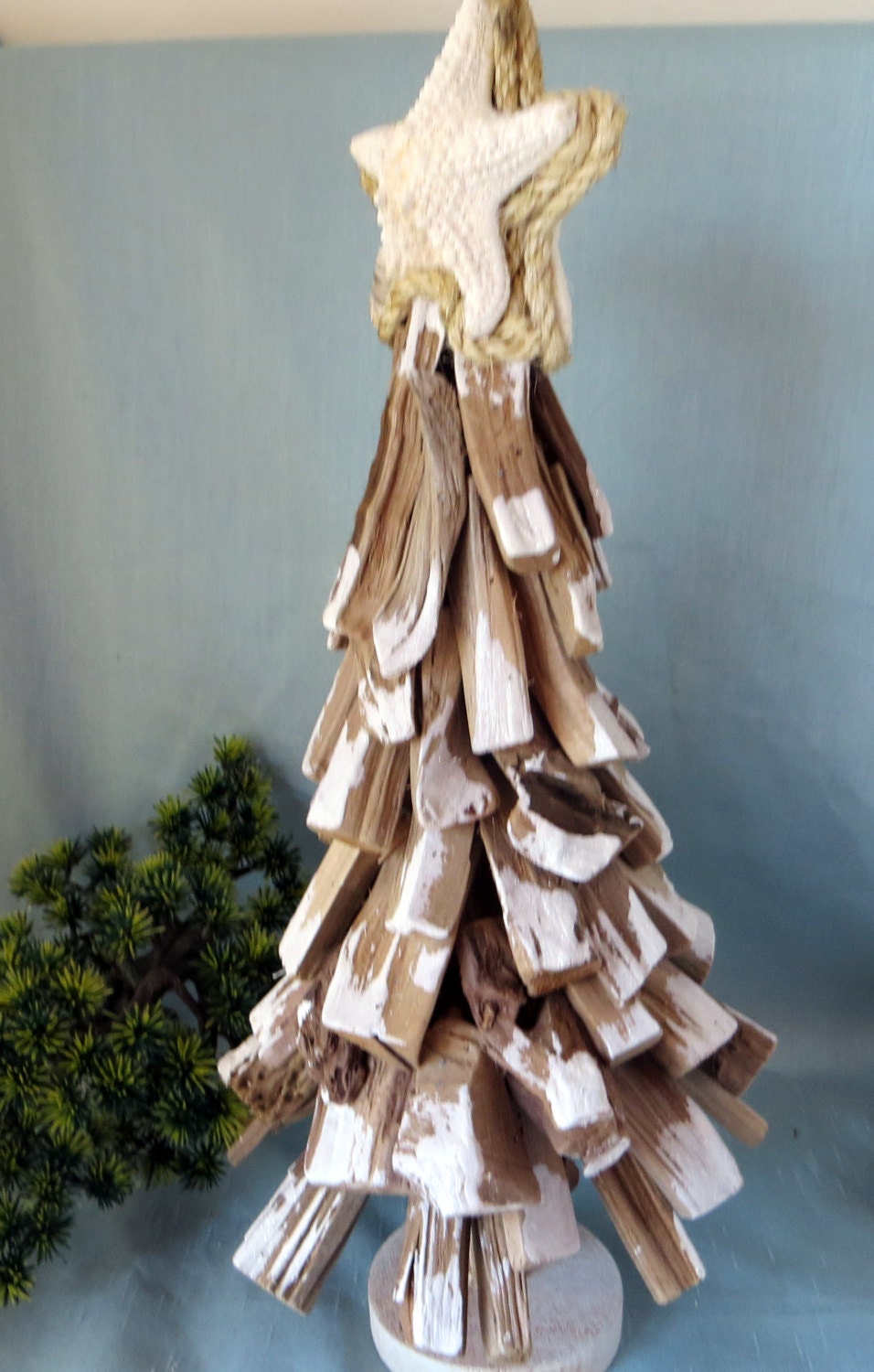 Drift wood christmas tree with star fish topper_20 inches