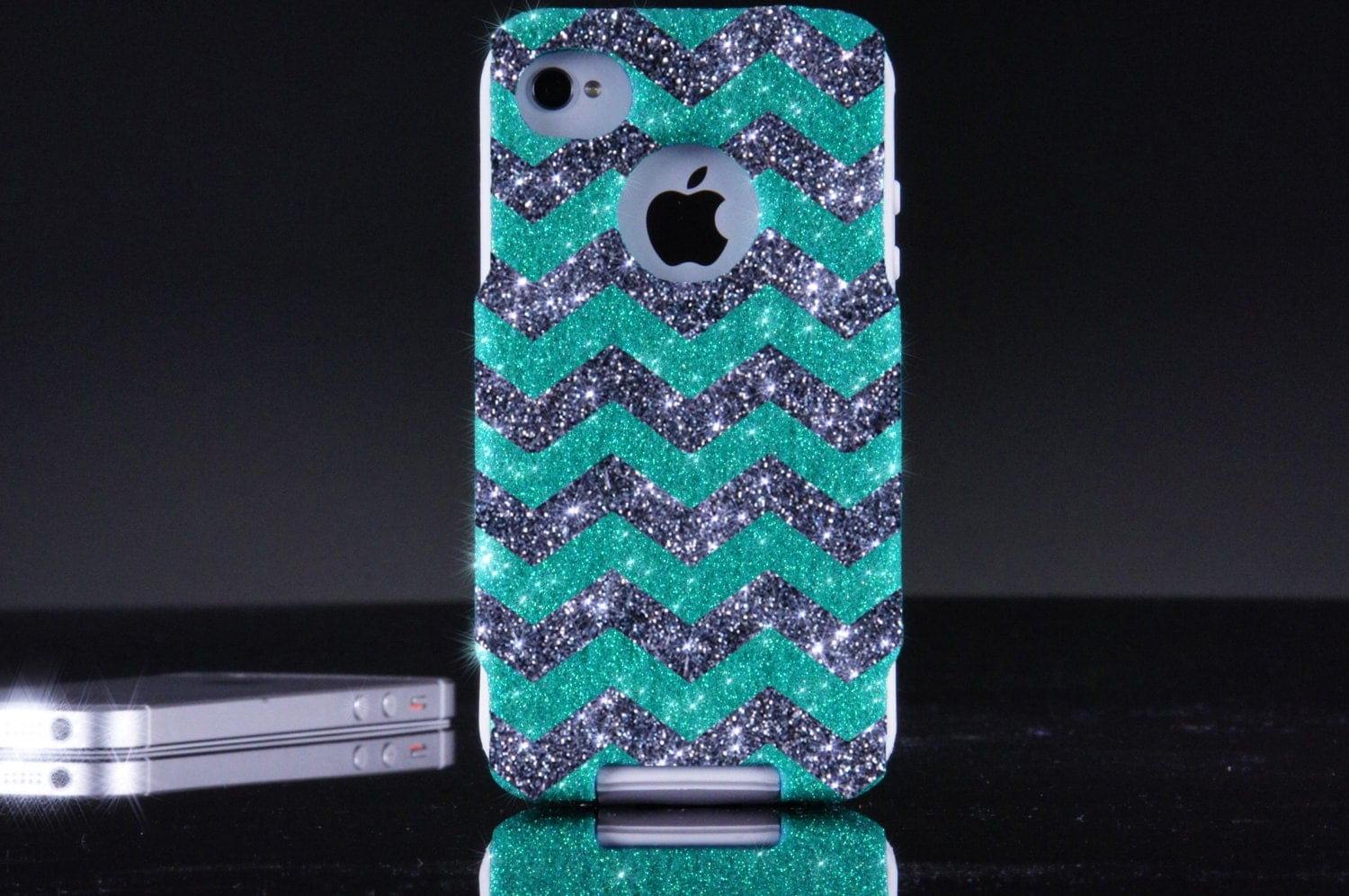 Otterbox iPhone 4 / 4S Case Glitter Wintermint/Smoke Custom