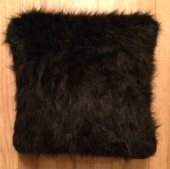 Items similar to Black Faux Fur Throw Pillow/Cushion Cover on Etsy
