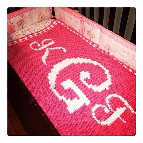 Items similar to Crochet Monogram Blanket on Etsy