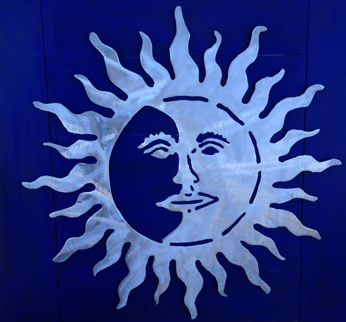 Metal Sun and Moon wall art indoor outdoor aluminum