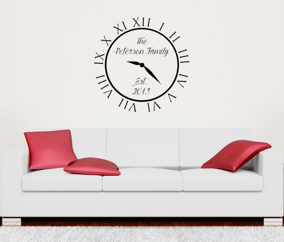 Clock Face Custom Personalized Established By Vinylwalllettering