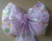 Easter Bow, Easter Gift Bow, Easter Wreath Bow, Easter Basket Bow, Purple Easter Bow, Wreath Door Mailbox Tree Topper Decoration Il_170x135