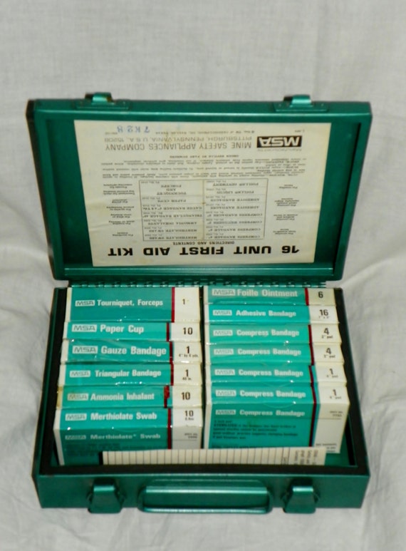 Vintage MSA First Aid Kit 16 Unit Mine Safety Appliances