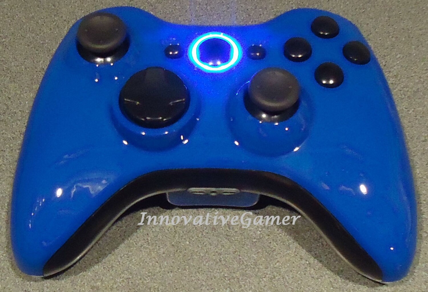 Custom Glossy Blue & Black Xbox 360 Wireless Controller