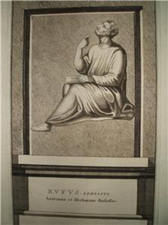 Antique Print Medical Science Engraving Rufus Ephesus Dated 1690 17th C