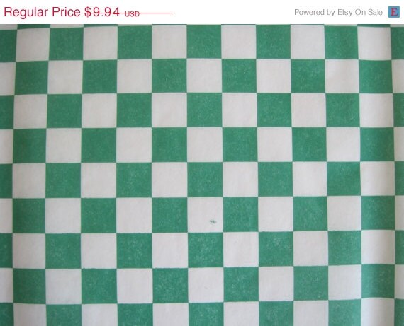 ON SALE - 100 Sheets of Green and White Checkered Deli Wrap Wrapping Paper 12" x 12" Il_570xn