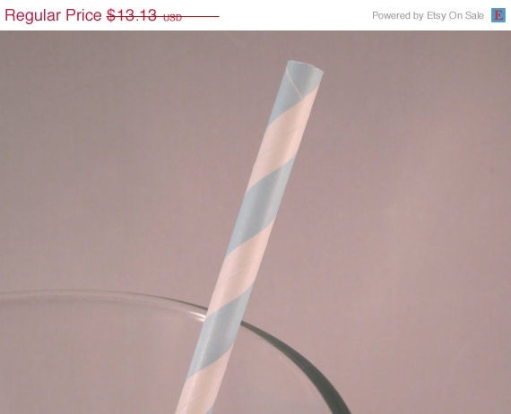 10% off - 100 Baby Blue Stripe Paper Straw - ships less than 24 hours Il_570xn