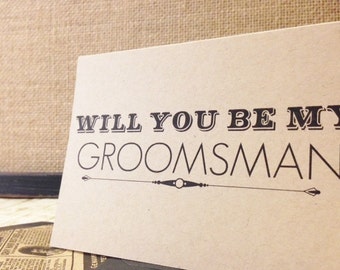Will You Be My Groomsman Card, Black & Kraft with Lined Envelope, Groomsman proposal
