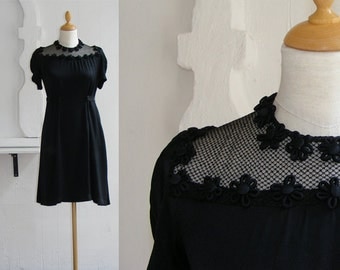 20s dress, art deco dress, black, size S