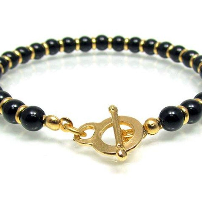 Black gold bracelet 4mm Everyday wear Black by YaelBelDesigns
