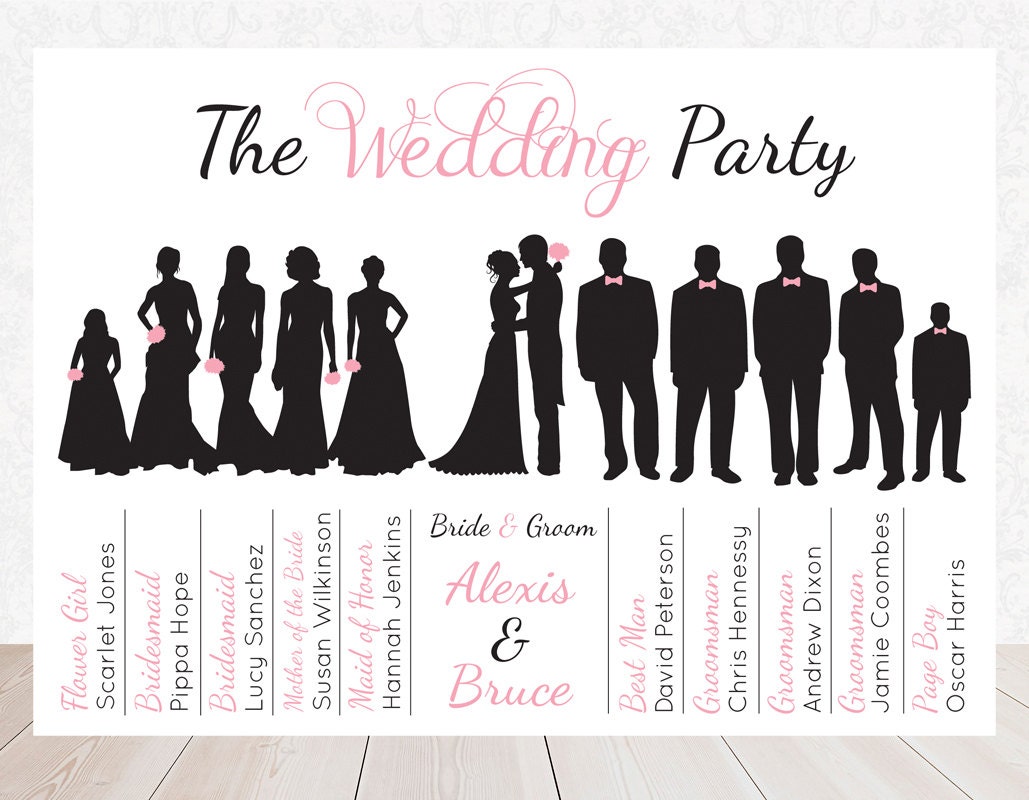 Items similar to Wedding Party Bridal Party Silhouette Program Card - Print Ready Digital File ...