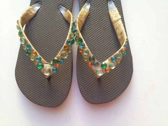 Adult/Girls Jeweled Flip Flops by DecoBabyShoes on Etsy