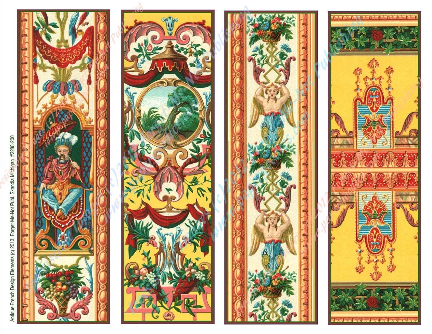 4 Bookmarks French Design Elements CutandUse.