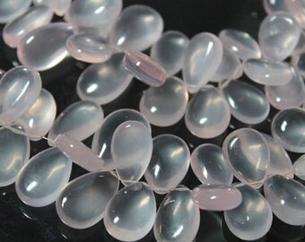 Rose Quartz Polished Smooth Large Pear Briolettes, 11 - 12 mm, 6 beads GM2801SP/11/6 #40