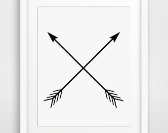 arrow print black and white two crossed arrows art arrow print black and white two crossed arrows art