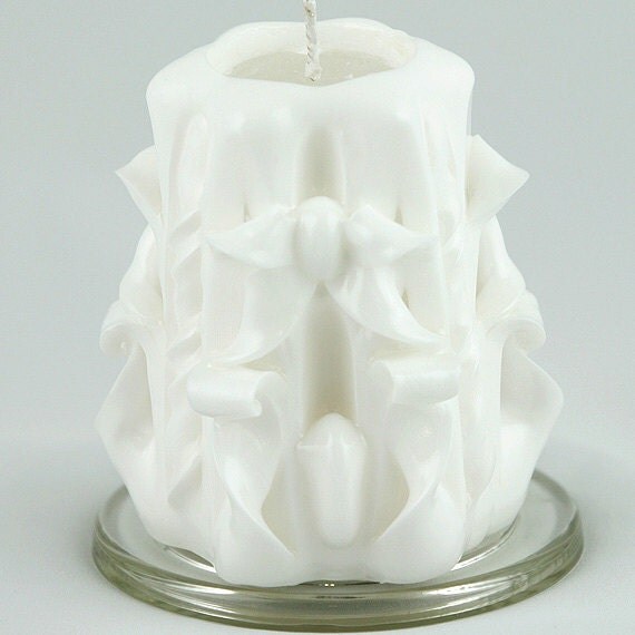 Carved Candle White Candle Wedding Candle Bridal Candle