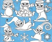 80% OFF Cute winter baby penguins digital stamp, commercial use, vector graphics, digital stamp, digital images - AMB-345 Il_170x135