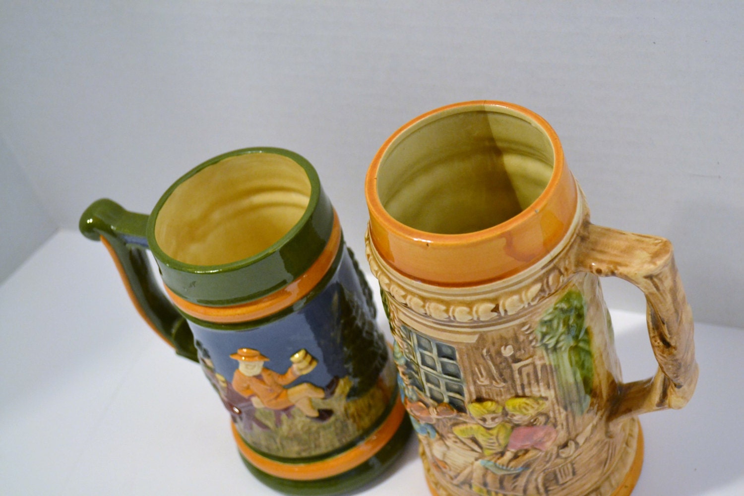 Vintage Ceramic Beer Steins Mugs Set of 2 Handmade Apex Japan