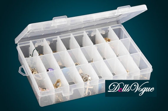 24 compartment Plastic small parts storage box with movable