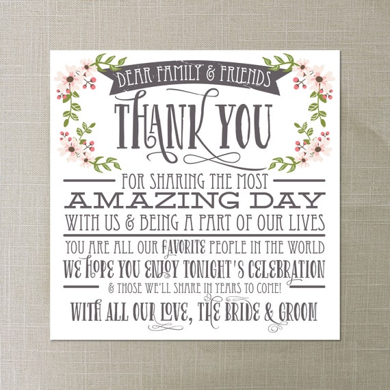 Wedding Thank You Place Card Wedding by CreativeUnionDesign