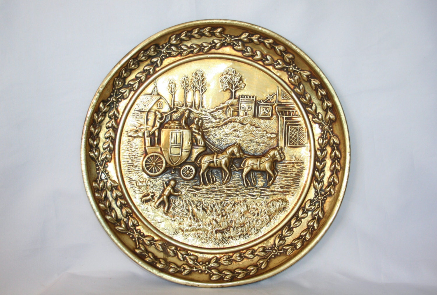 Stunning Large Heavy Brass Wall Plate.