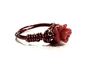 Rose Ring, Red Ring, Copper Wire Ring, Red Rose Ring, Red Copper Wire Ring, Copper Wire Jewelry