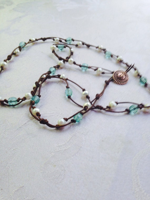 Long Knotted Bead Necklace