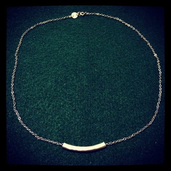 SIlver Hammered Bar Necklace by vivwear on Etsy