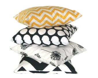 Pillow sleeve CHEVRON stripe linen optic 50 x 50 cm yellow white zigzag