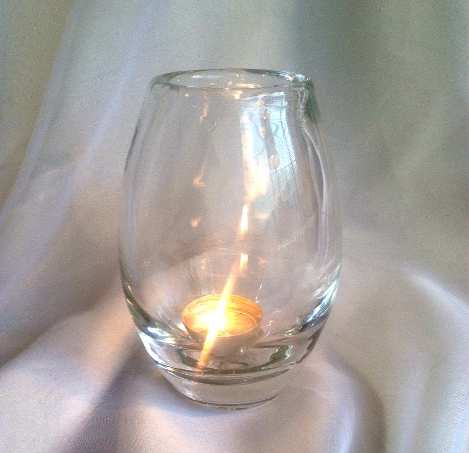 Blown Glass Votive Holder Hand Blown Glass Tea Light Holder.