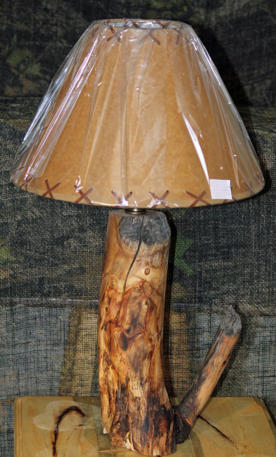 Authentic Beaver Cut Aspen Lamp Rustic Log Lamp Cabin