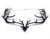 Black Deer Statement Necklace // 3D Printed // Avant Garde Jewelry // High Fashion // Edgy Necklace // Animal Necklace // Black  // Modern