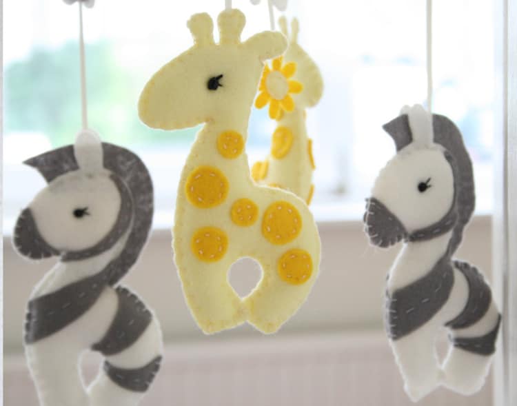 Baby Mobile Nursery mobile Giraffe Zebra Mobile by FlossyTots