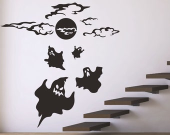 halloween wall decals stickers ghost halloween decor stick on wall art decals home decor by decalisland - Halloween Wall Decorations halloween wall decals stickers ghost halloween decor stick on wall art decals home decor by decalisland - Halloween Wall Decorations