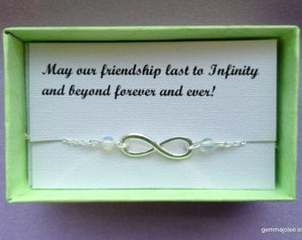 Friendship gift, Infinity bracelet, Silver infinity moonstone bracelet, Bridesmaids gifts, Silver bracelet, Infinity jewelry