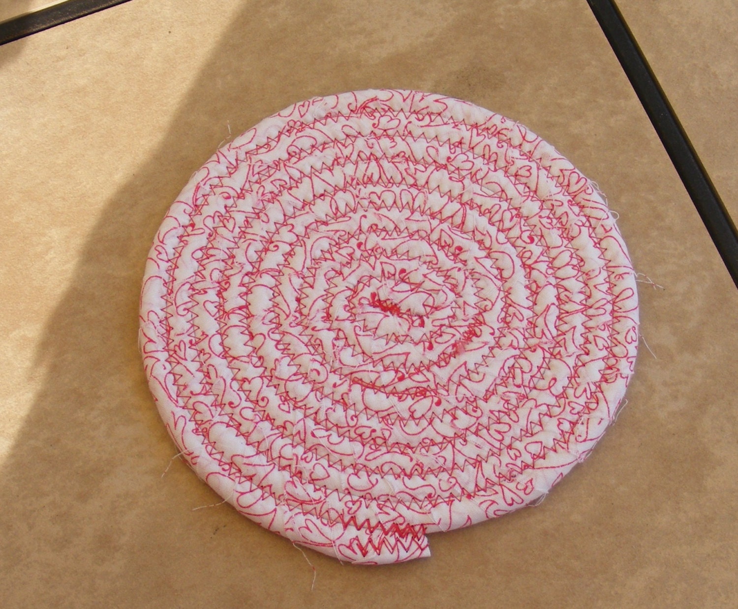 Coiled Fabric Mug Rug/ Trivet/ Coaster Valentines Day Hearts