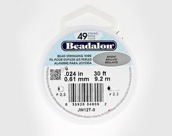 Beadalon 49 Strand Beading Wire, .024in 30ft & 100ft Spools, Beading Wire, Stringing Wire